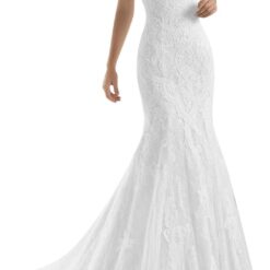 Robe de mariée en crêpe à manches longues et col V plongeant image 10 | Soirée Blanche