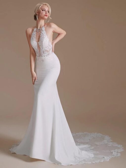Robe De Mariée Dos Ouvert Blanche – Image 5