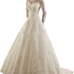 Robe De Mariée Princesse Simple A Manches Longues image 6 | Soirée Blanche Robe De Mariée Princesse Simple A Manches Longues image 5 | Soirée Blanche