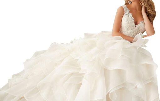 Robe De Mariée Princesse Col Bardot – Image 4