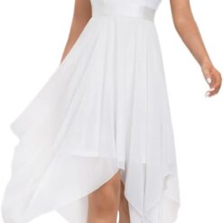 Robe de demoiselle dʼhonneur col V brillant avec dos croisé image 9 | Soirée Blanche Robe de demoiselle dʼhonneur col V brillant avec dos croisé image 8 | Soirée Blanche