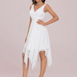 Robe de demoiselle dʼhonneur col V brillant avec dos croisé image 17 | Soirée Blanche Robe de demoiselle dʼhonneur col V brillant avec dos croisé image 16 | Soirée Blanche