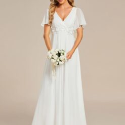 Robe de mariée romantique en dentelle pailletée à manches courtes image 17 | Soirée Blanche Robe de mariée romantique en dentelle pailletée à manches courtes image 16 | Soirée Blanche