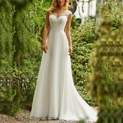 Robe de mariée moderne en dentelle florale bohème – Image 3