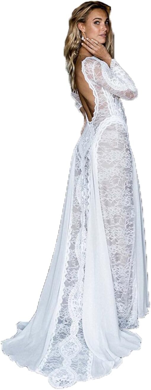 Robe De Mariée Bohème Automne Blanche – Image 2