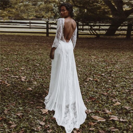 Robe De Mariée Bohème Automne Blanche – Image 5