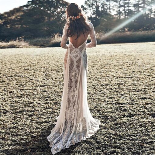Robe De Mariée Bohème Automne Blanche – Image 7