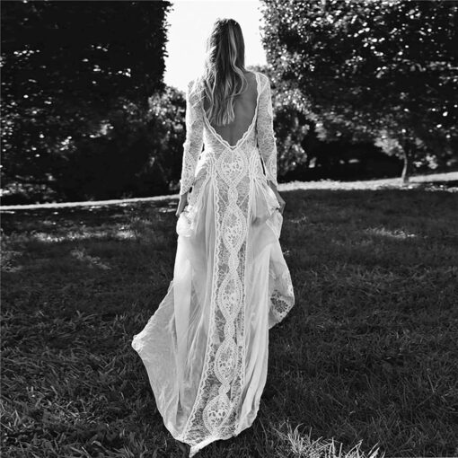 Robe De Mariée Bohème Automne Blanche – Image 8