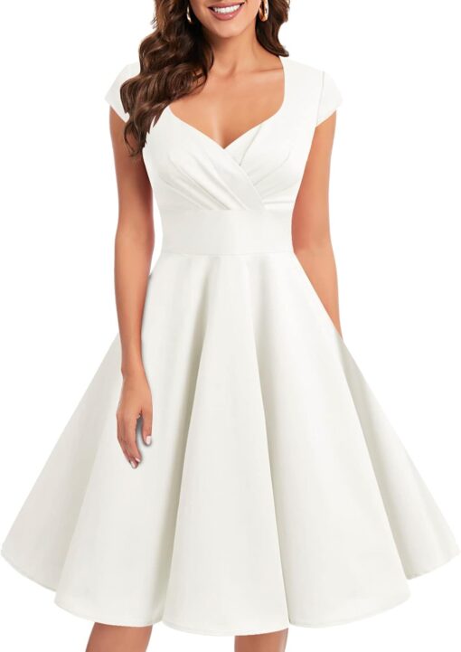 Robe de mariée ligne A plissée en dentelle élégante – Image 2