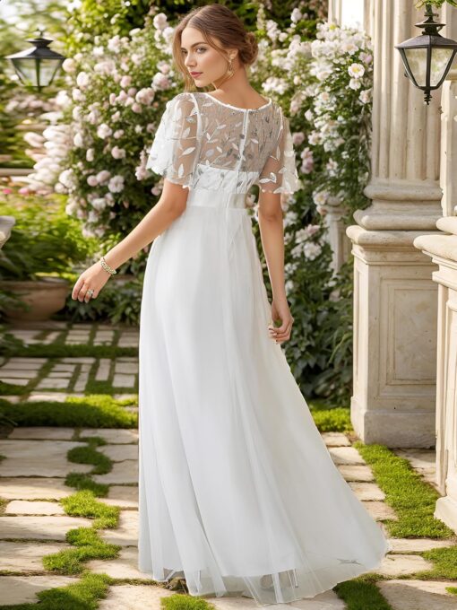 Robe de mariée ligne A bustier avec manches longues détachables – Image 3