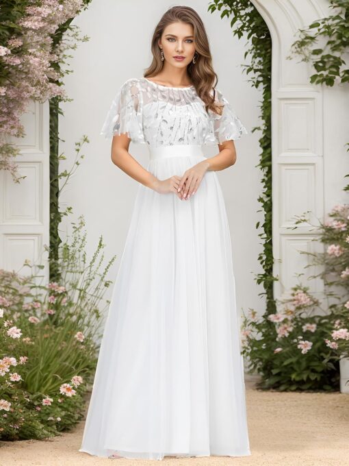 Robe de mariée ligne A bustier avec manches longues détachables – Image 5