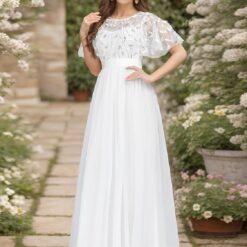 Robe de mariée ligne A bustier avec manches longues détachables image 16 | Soirée Blanche