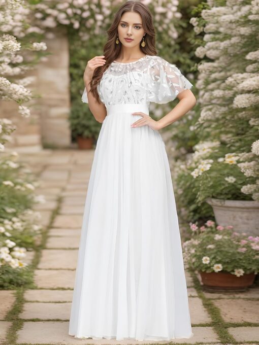 Robe de mariée ligne A bustier avec manches longues détachables – Image 6