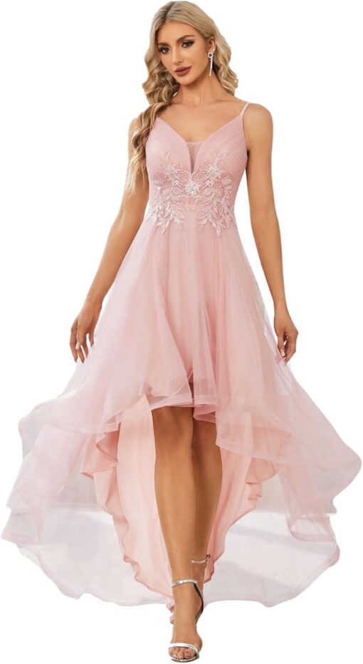 Robe de mariée A en satin avec poches et corsage illusion – Image 2