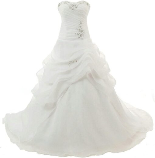 Robe de mariée A en satin avec poches et corsage illusion – Image 2