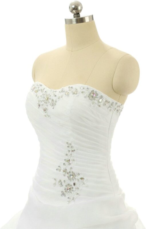 Robe de mariée A en satin avec poches et corsage illusion – Image 5