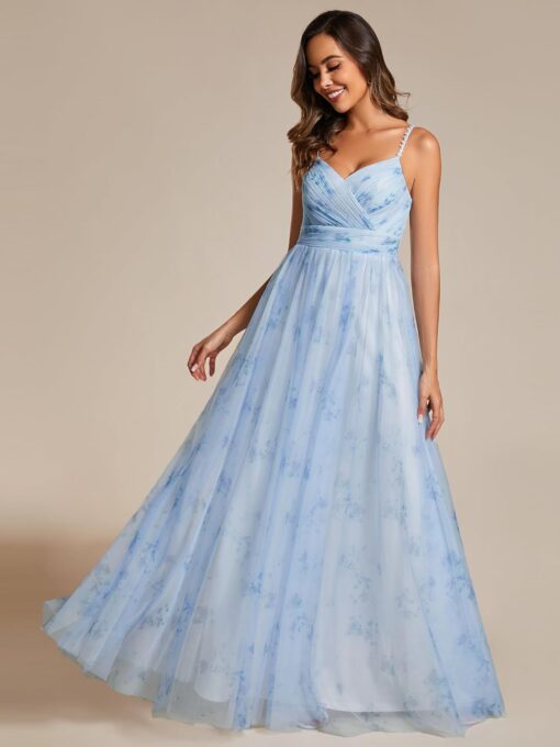 Robe De Mariée Fendue Avec Col V En Satin – Image 7