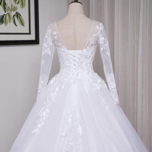 Robe De Mariée fendue avec ceinture tissu – Image 8