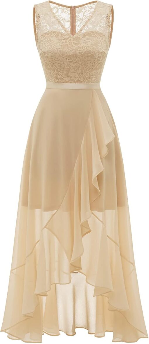 Robe de mariée A en dentelle simple avec jupe en mousseline de soie – Image 6