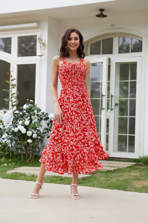 Robe Cocktail Blanche Et Rouge – Image 3