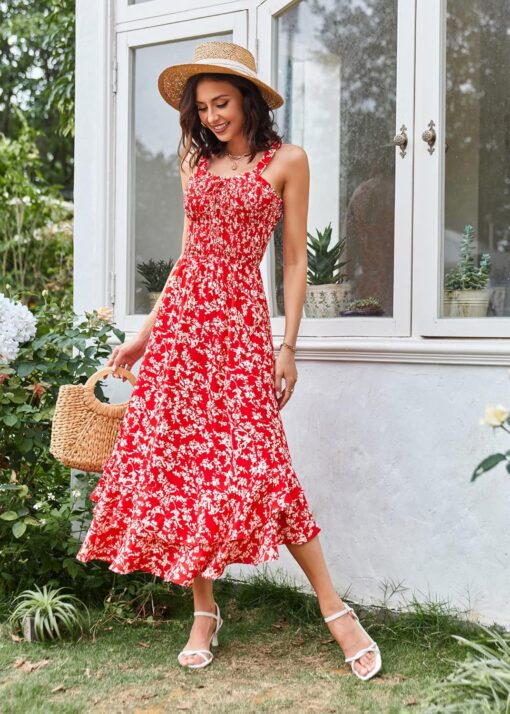 Robe Cocktail Blanche Et Rouge – Image 4