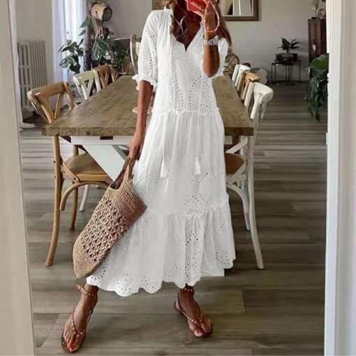 Robe Blanche Courte Grande Taille – Image 3