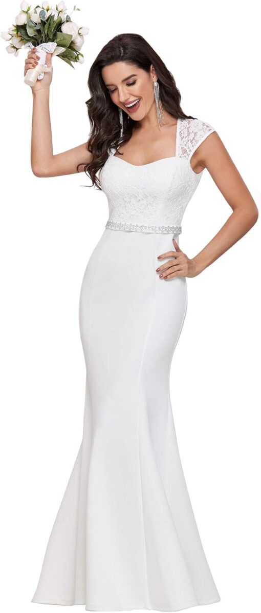 Robe Sirène Blanche Manche Longue – Image 2