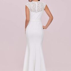 Robe Sirène Blanche Manche Longue image 11 | Soirée Blanche Robe Sirène Blanche Manche Longue image 10 | Soirée Blanche