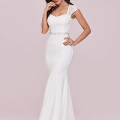 Robe Sirène Blanche Manche Longue image 17 | Soirée Blanche Robe Sirène Blanche Manche Longue image 16 | Soirée Blanche