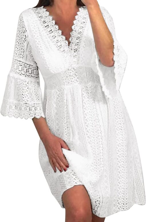 Robe Évasée Mi Longue Blanche – Image 2