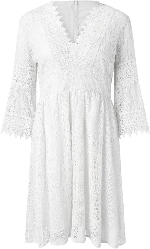Robe Évasée Mi Longue Blanche – Image 3