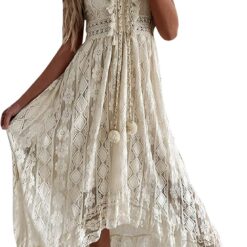 Robe De Plage Blanche Dentelle Boho Boheme Chic image 6 | Soirée Blanche