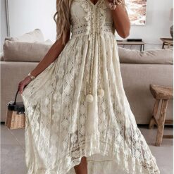 Robe De Plage Blanche Dentelle Boho Boheme Chic image 8 | Soirée Blanche