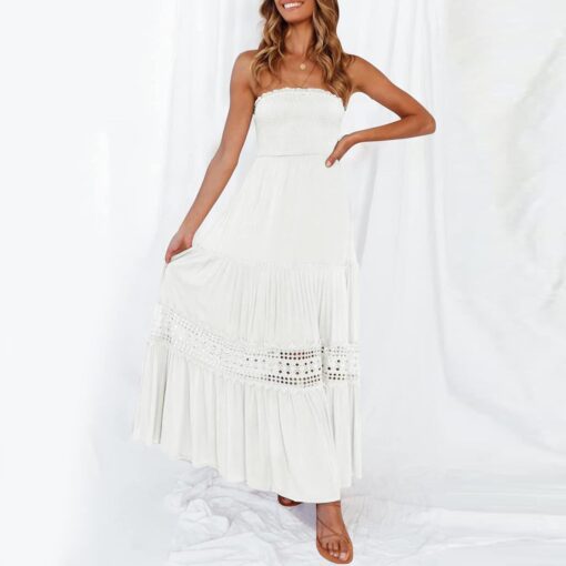 Robe Longue Boheme Blanche Dentelle – Image 4