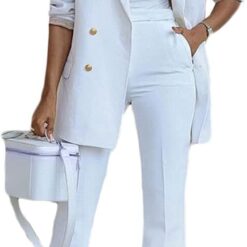 Complexe de Travail Femme 2 Pièces : Pantalon et Blazer image 9 | Soirée Blanche Complexe de Travail Femme 2 Pièces : Pantalon et Blazer image 8 | Soirée Blanche