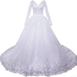 Robe De Mariée Hiver Manches Longues Blanche image 9 | Soirée Blanche