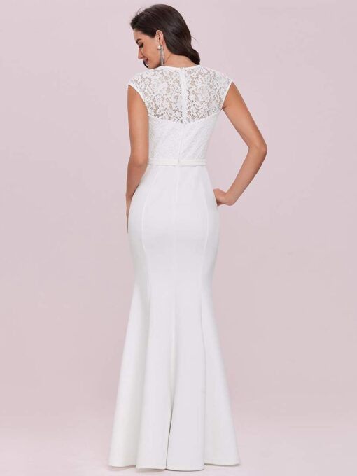 Robe Blanche Dentelle Sirene – Image 3