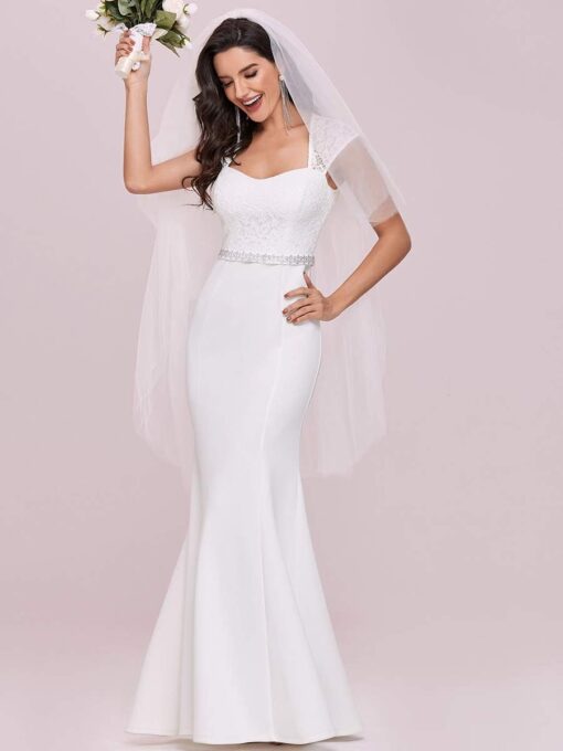 Robe Blanche Dentelle Sirene – Image 7