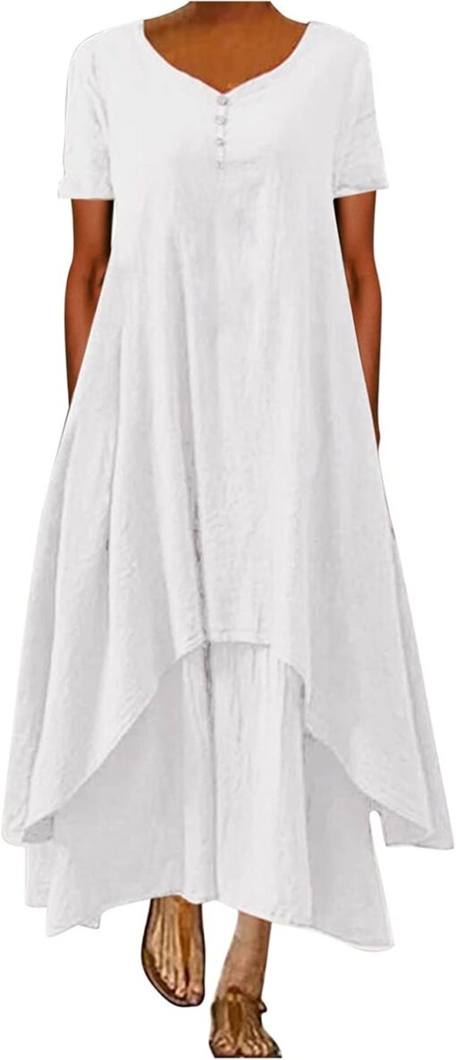Robe éternale blanche maxi florale mi-longue – Image 2