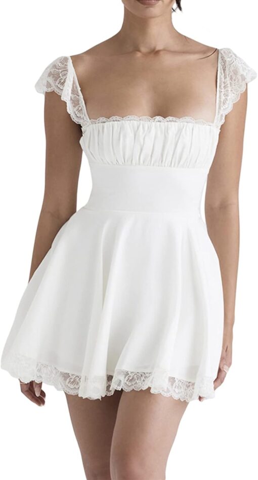 Robe Élégante Mini Dentelle Blanche – Image 2