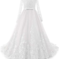 Robe De Mariée Fluide Haut Illusion à Dentelle Florale et Perlé image 15 | Soirée Blanche