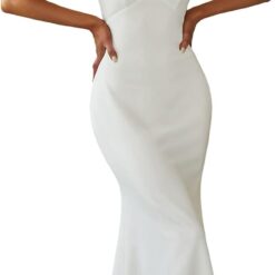 Robe De Mariée Sirène Blanche Manches Tombantes image 9 | Soirée Blanche Robe De Mariée Sirène Blanche Manches Tombantes image 8 | Soirée Blanche