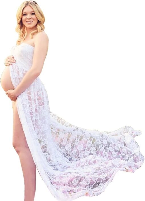 Robe Blanche Dentelle Femme Enceinte – Image 2