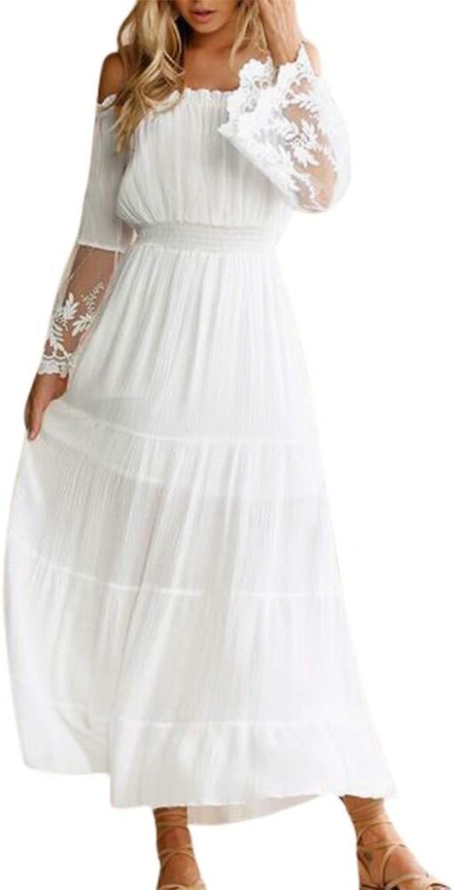 Robe Longue Blanche Dentelle Boheme – Image 2