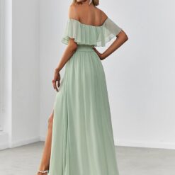 Robe de demoiselle dʼhonneur en mousseline de soie à manches courtes et corsage dentelé image 11 | Soirée Blanche Robe de demoiselle dʼhonneur en mousseline de soie à manches courtes et corsage dentelé image 10 | Soirée Blanche