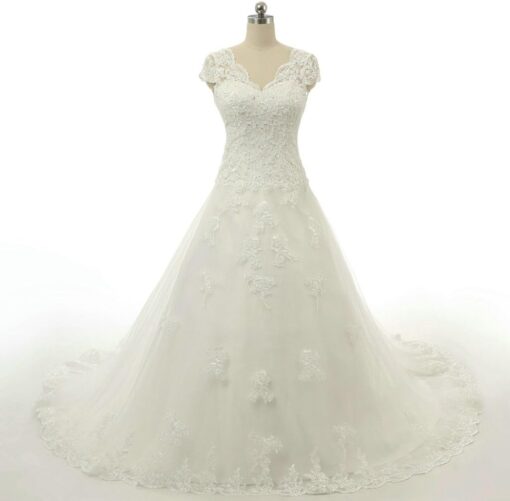 Robe De Mariée Blanche Et Bleu – Image 3
