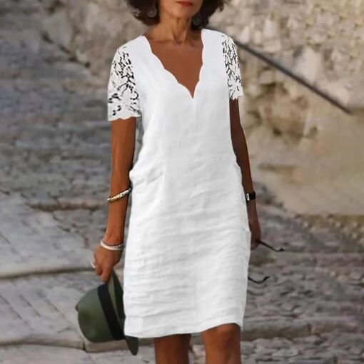 Robe Longue Blanche Boheme Manches Longues – Image 3