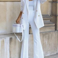 Complexe de Travail Femme 2 Pièces : Pantalon et Blazer image 11 | Soirée Blanche Complexe de Travail Femme 2 Pièces : Pantalon et Blazer image 10 | Soirée Blanche