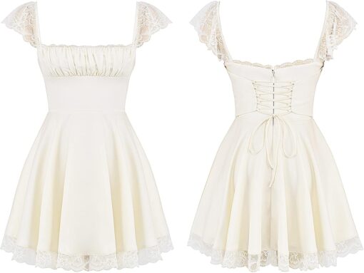 Robe Élégante Mini Dentelle Blanche – Image 4