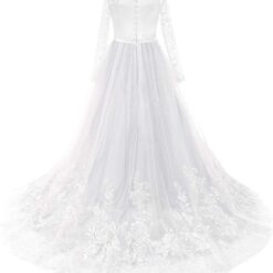 Robe De Mariée Fluide Haut Illusion à Dentelle Florale et Perlé image 17 | Soirée Blanche